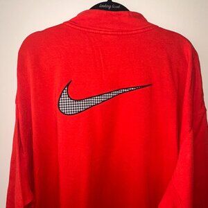 Nike Red Quarter Zip Light Sweatshirt w/ Checkered Logo
